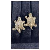 Vintage Gold Toned Turtle Cuff Links
