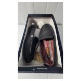 L.B. Evans Black Leather Slippers
