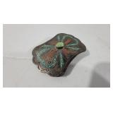 Turquoise & Coral Inlay Belt Buckle