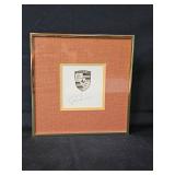 Ferdinand "Ferry" Porsche Jr. Signature on Framed Porsche Emblem