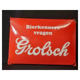 Grolsch Enamel Metal Dutch Beer Advertising Sign by Langcat Bussum