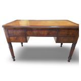 Hand Crafted Louis-Philippe Partners Leather Inlaid Flat Desk 