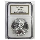 1989 American Silver Eagle NGC MS69