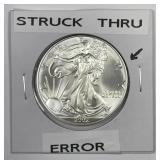 2002 American Silver Eagle Struck Thru ERROR