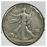 1938-D Walking Liberty Half Key Date Very Fine VF