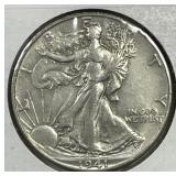 1941-S Walking Liberty Half About Uncirculated AU