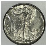 1942 Walking Liberty Silver Half AU