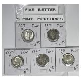 5 Better "S" Minted Mercury Silver Dimes