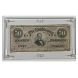 1864 $50 Confederate Note T-66 Jefferson Davis