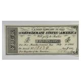 1863 $4 Confederate Bond Coupon from $100 Bond