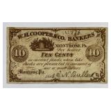 1863 10 Cents Obsolete Coop & Co Bankers