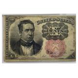 1874-75 10 Cents Fractional Currency Note Fine F