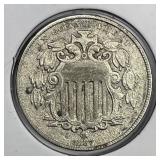 1867 Shield Nickel No Rays Var. Extra Fine XF det.