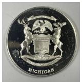Michigan State Seal Sterling Silver Medal 1.085 oz