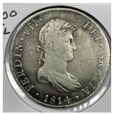 SPAIN: 1814 Silver 8 Reale Chopmarked