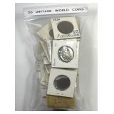 WORLD: Bag of 50 Vintage Foreign Coins in 2x2