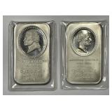 Two Presidential Bicentennial Silver Bar 1 oz .999