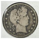 1913-S Barber Silver Half Good G