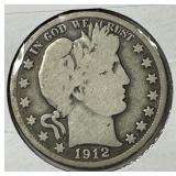 1912-S Barber Silver Half Very Good VG