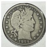 1914-S Barber Silver Half Very Good VG