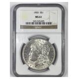 1903 Morgan Silver $1 NGC MS61