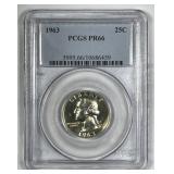 1963 Washington Silver Proof Quarter PCGS PR66