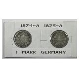 GERMANY: 1874-A & 1875-A Silver Mark Pair