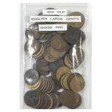 GREAT BRITAIN: Bag of 100 Old English Pennies