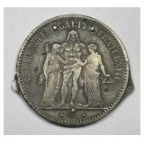 1873 French 5 Francs Knife & File Coin
