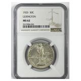 1925 Lexington Commem Silver Half NGC MS62