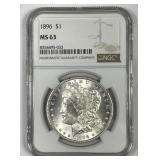 1896 Morgan Silver $1 NGC MS63