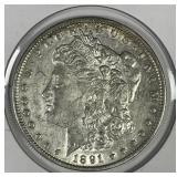 1891 Morgan Silver $1 About Uncirculated AU