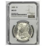 1890 Morgan Silver $1 NGC MS63