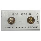 1960 & 1970-S Small Date Variety Proof Cent Pair