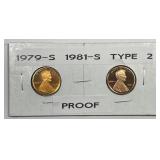 1979-S & 1981-S Type 2 Variety Proof Cent Pair