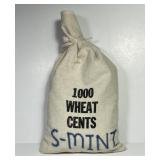 Canvas Bag of 1000 All "S"  Lincoln Wheat Cents