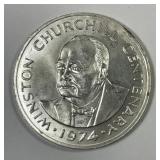 TURKS & CAICOS: 1974 Silver 20 Crowns Churchill