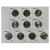 1990-1999 "D" Kennedy Halves Uncirculated BU