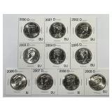 1990-1999 "D" Kennedy Halves Uncirculated BU