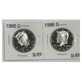 1995-S & 1996-S Silver Kennedy Proof Half Pair