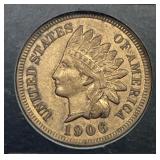 1906 Indian Head Cent About Uncirculated AU detail