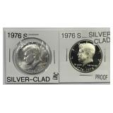 1976-S Kennedy Silver Half Pair BU & PR