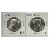 1983 P & D Kennedy Half Pair Uncirculated BU