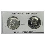 1970 D & S Kennedy Silver Half Pair BU & PR