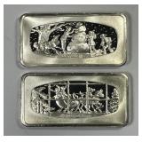 1974 & 1975 Franklin Mint Christmas Sterling Ingot