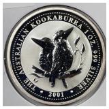 AUSTRALIA: 2001 $1 Silver Kookaburra 1-Ounce .999
