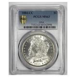 1884-CC Morgan Silver $1 Carson City GSA PCGS MS63