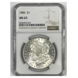 1886 Morgan Silver $1 NGC MS63