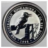 AUSTRALIA: 1998 $1 Silver Kookaburra 1-Ounce .999