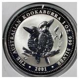 AUSTRALIA: 2001 $1 Silver Kookaburra 1-Ounce .999